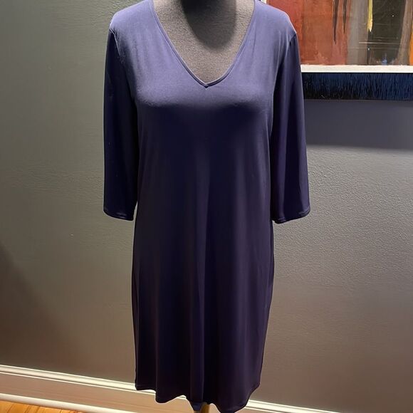 MICHAEL Michael Kors navy stretch open gold bar ladder upper sleeve midi. Small - Picture 2 of 6